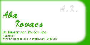 aba kovacs business card